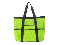 Bolsa de playa grande (verde fluorescente) con 8 bolsillos de malla.