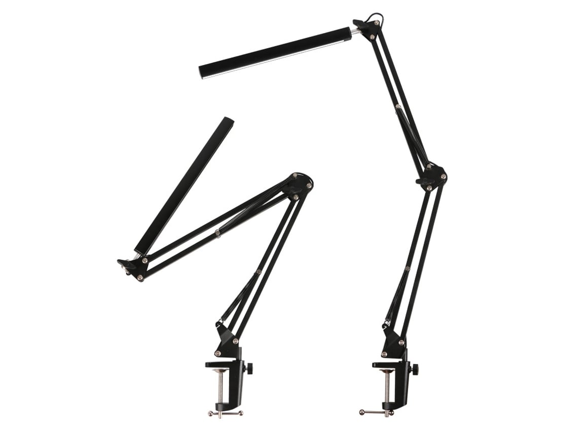 2026-lámpara De Escritorio Led Plegable Con Brazo Largo Y Pinza Protectora De Ojos 12w Negro Para Lectura Y Estudio Usb