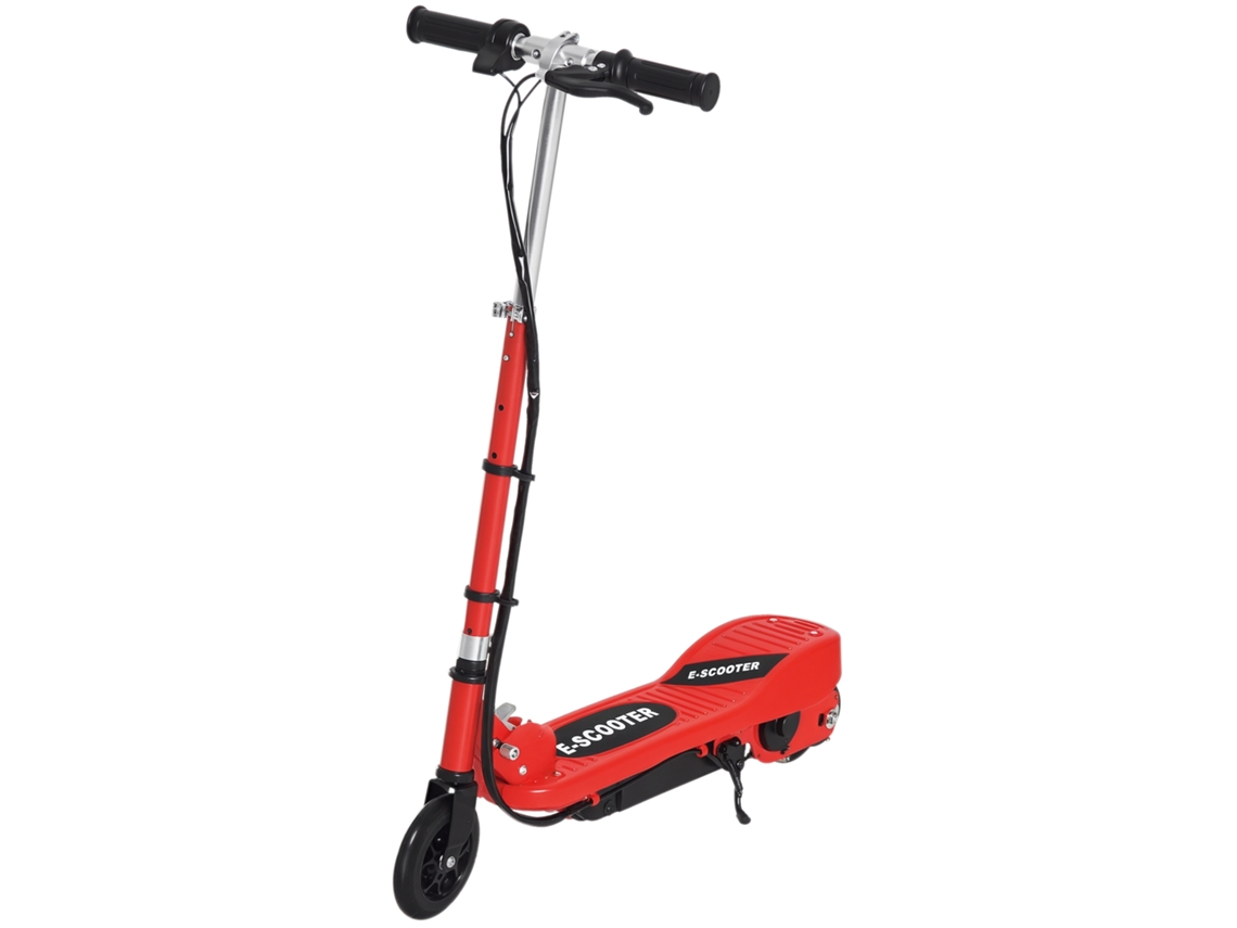 Patinete Eléctrico Infantil De 24 V, A Partir De 7 Años, Plegable, 12 Km/h, Con Freno, Color Rojo, 74x36x69-91