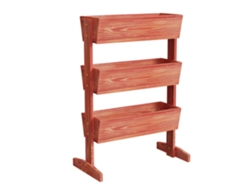 Jardinera vertical elevada, construcción de madera de abeto, diseño de 4 niveles, marrón rojizo OEM