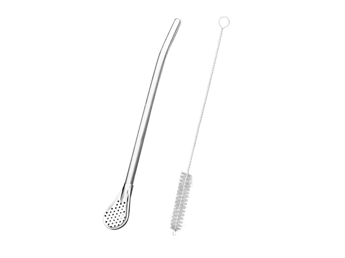 Cuchara de paja multifuncional de acero inoxidable desmontable para cócteles, café y té con leche.