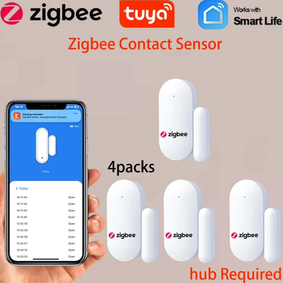 (4pcs, Sem Bateria) Zigbee Sensor De Porta E Janela- Casa Inteligente, Detecta O Estado De Abertura/fechamento Da Porta