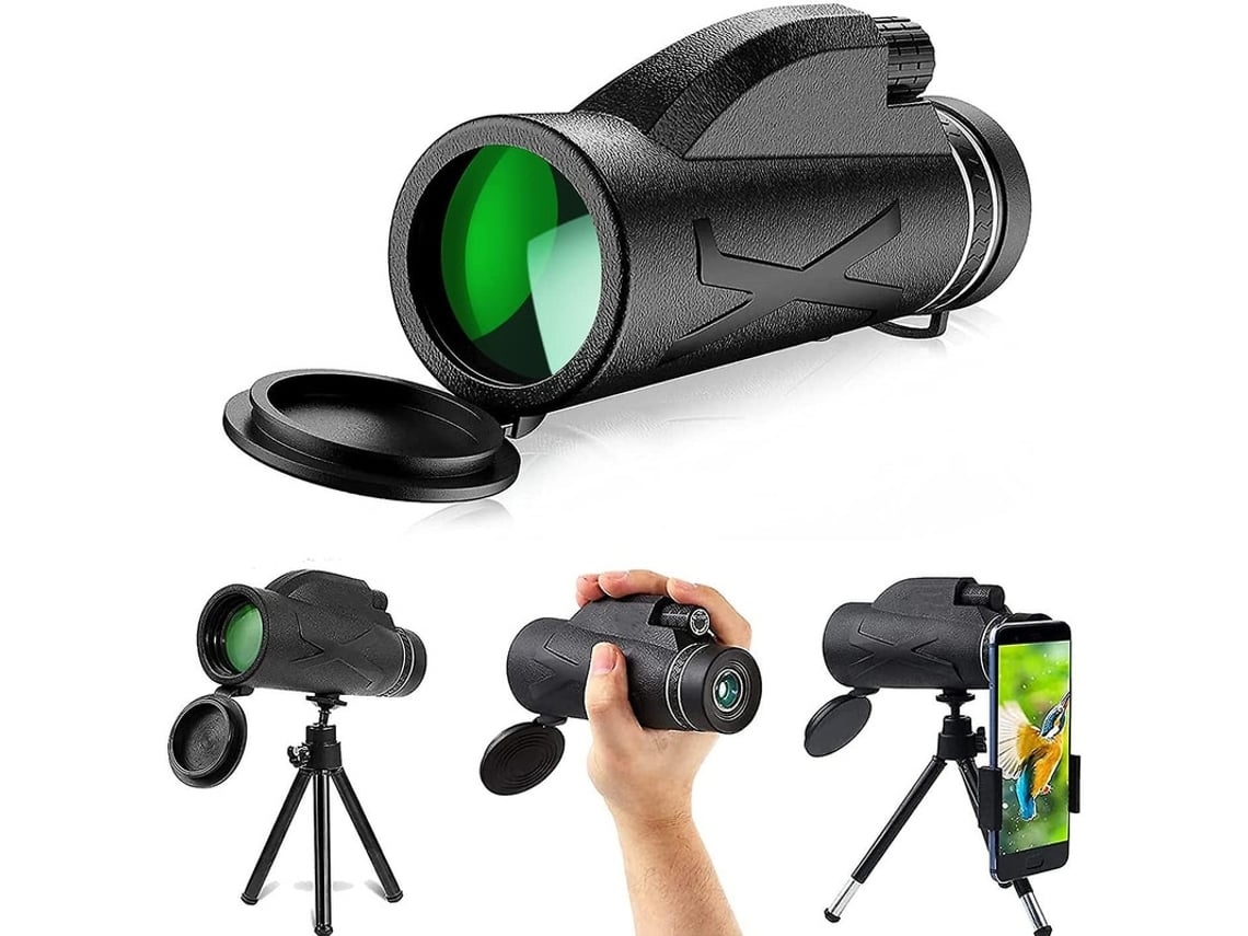 Telescopio monocular 10x42 HD, portátil, compacto, resistente al agua, con adaptador para smartphone y trípode. Ideal para GUSSHIOUS.