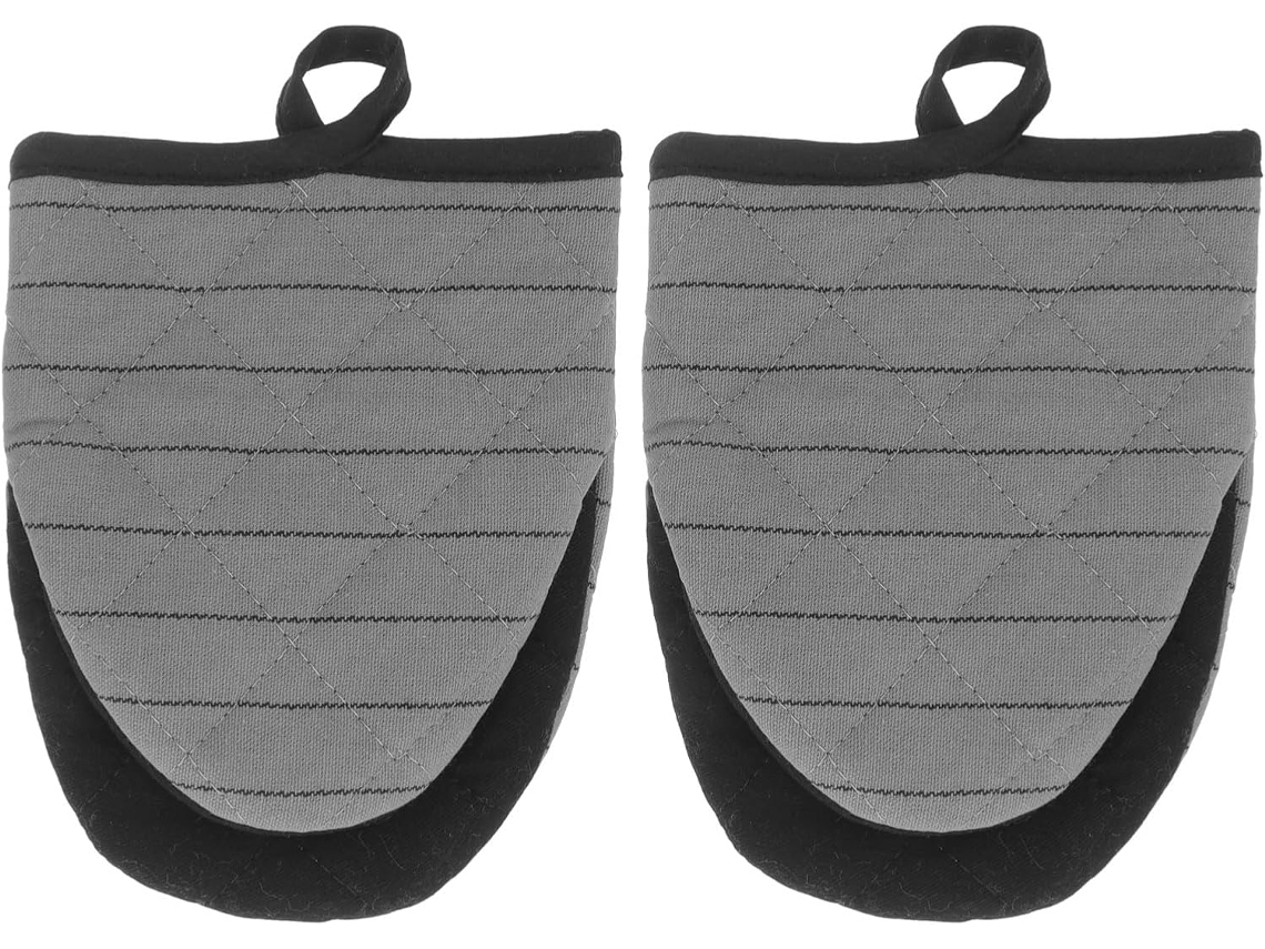 Manoplas Protectoras Resistentes Al Calor, A Rayas Grises, Sin Silicona, Para Cocina.