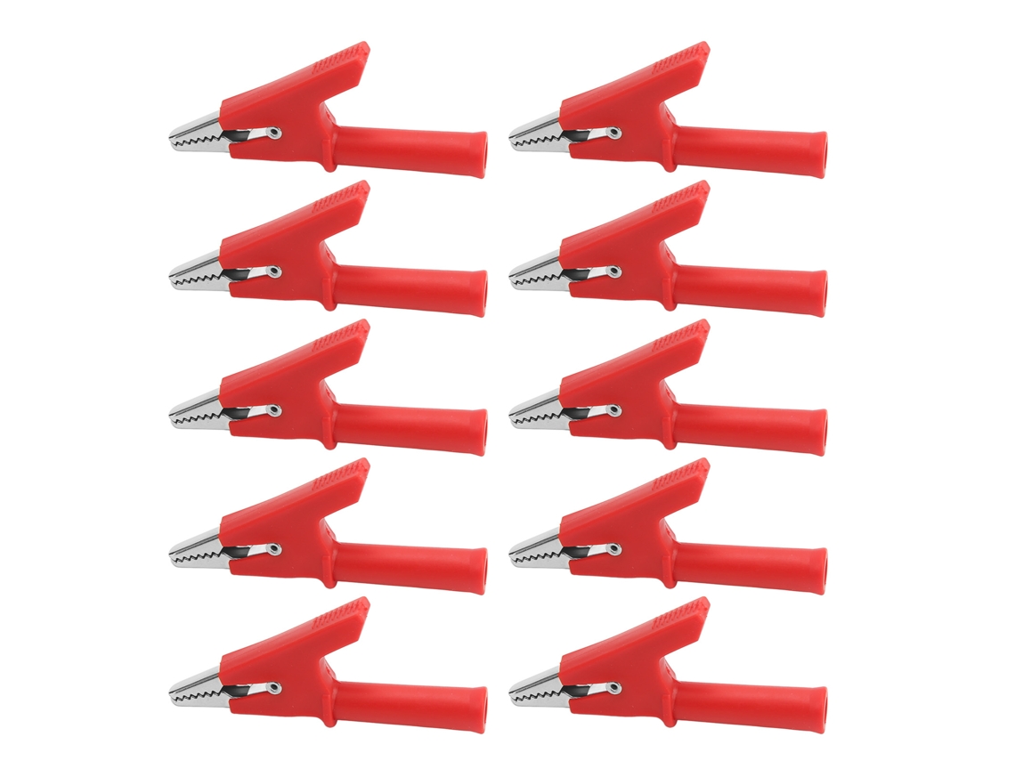 Alicates de prueba de cocodrilo 10 mm 10a 4 mm, kit de accesorios de 10 piezas, color rojo