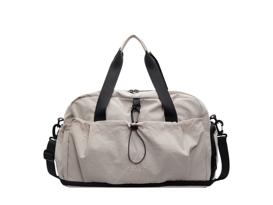 Bolsa de gimnasio (blanca) con compartimento separado para zapatos, impermeable, ideal para guardar artículos de yoga/deportes, gran capacidad.