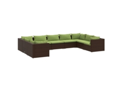 Conjunto 9 muebles de jardín VIDAXL y cojines ratán sintético marrón