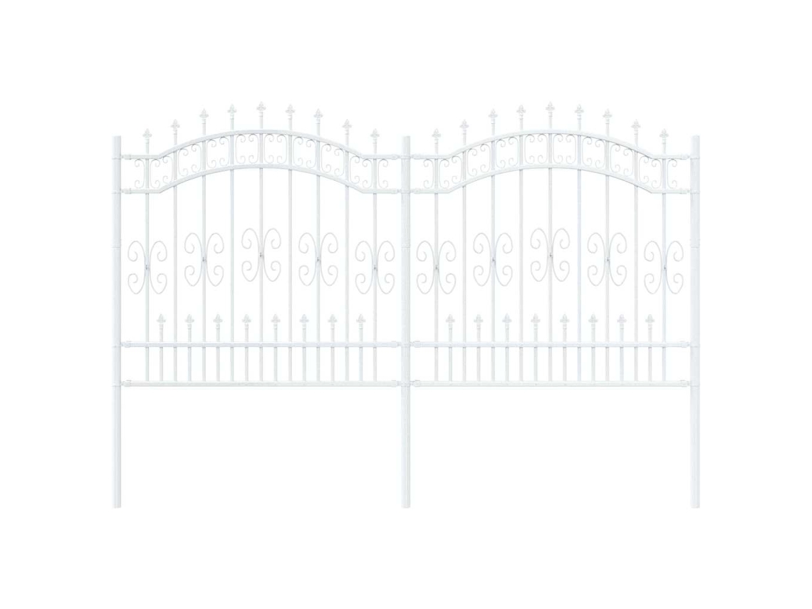 Valla de jardín exterior Vidaxl, acero con recubrimiento en polvo blanco