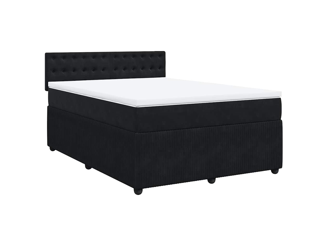 Maison Exclusive - Cama Box Spring Con Colchón Terciopelo Negro 140x200 Cm