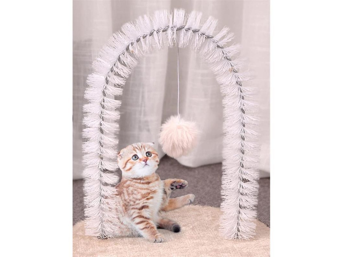2026-brinquedo Para Gatos Escova De Arranhar Arco Suave Com Corda Material Plush Lavável Suprimento Para Animais De Estimação Bege