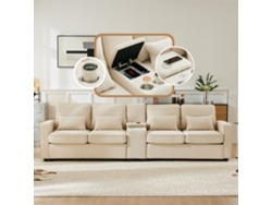 Sofá cama modular en forma de L con almacenamiento y chaise longue intercambiable para salones modernos.