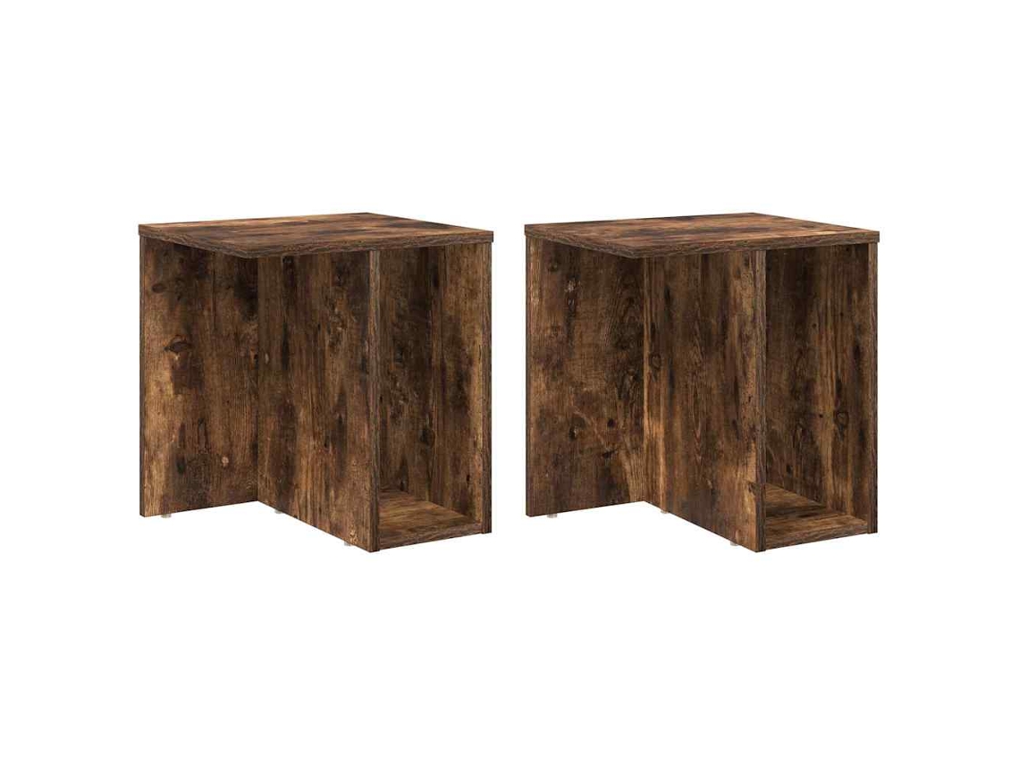 Juego de 2 mesas auxiliares, roble ahumado, 37 x 32 x 40 cm, MAISON EXCLUSIVE