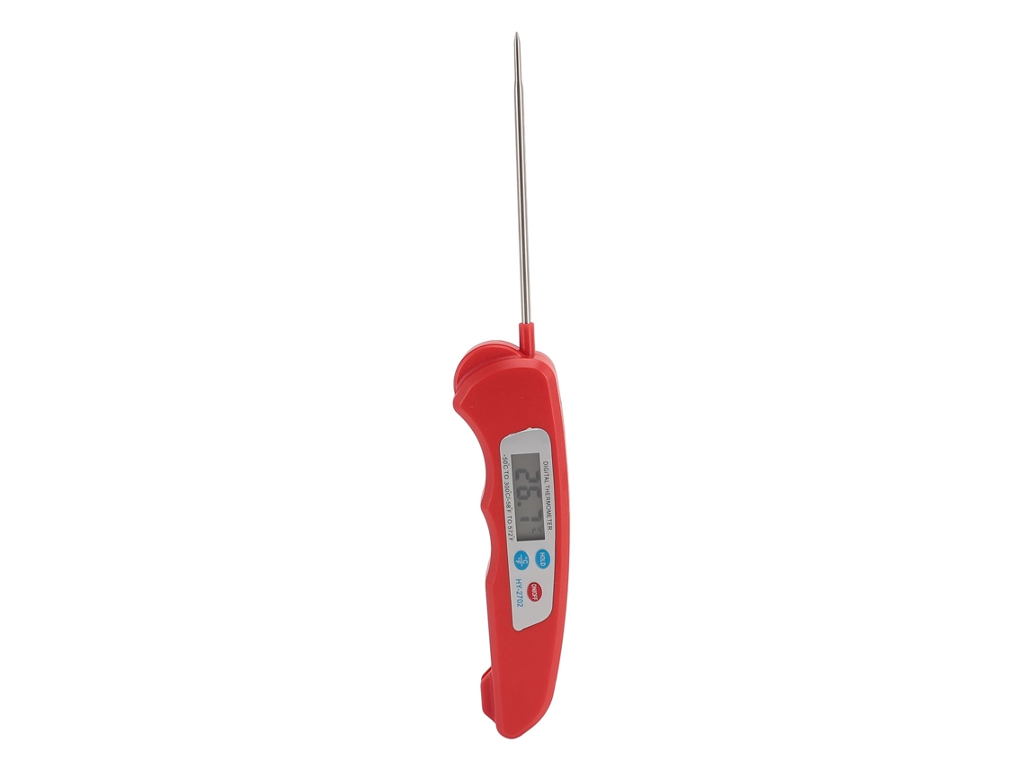 Termómetro Digital De Carne Con Sonda Larga Plegable Para Cocina Y Barbacoa Al Aire Libre Rojo