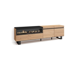Mueble TV Televisión 200x57x35cm Para TV hasta 80 Chimenea eléctrica Diseño industrial Roble y negro
