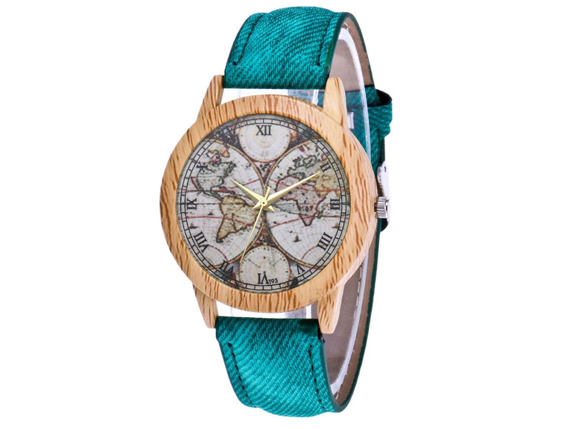 Reloj De Pulsera De Cuarzo Informal Zhoulianfa Con Correa Vaquera, Verde, Diseño Moderno Y Sencillo.
