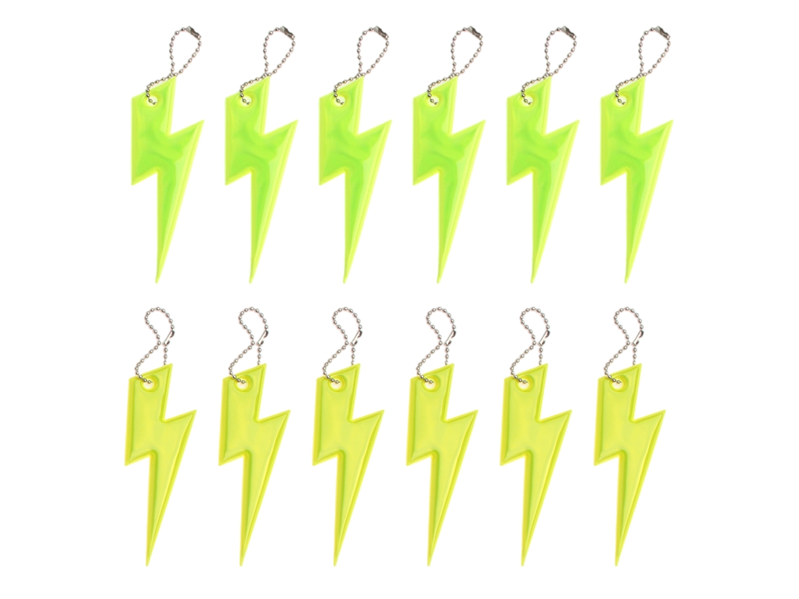 12 colgantes reflectantes (amarillo fluorescente y verde)