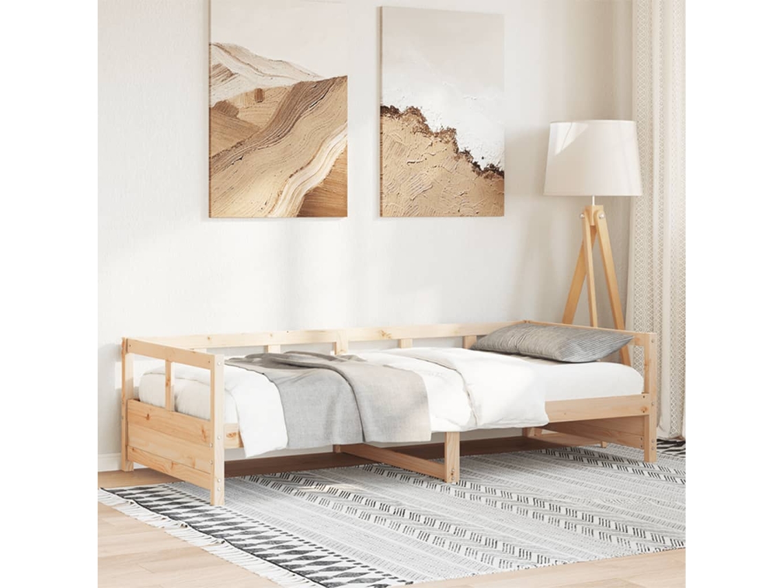Sofá Cama Madera Maciza De Pino Natural 80x200 Cm
