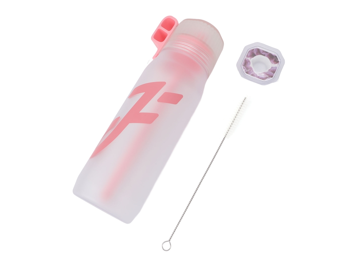 Botella De Agua Air Water Up Con Compartimentos Para Sabores Y Pajita Antigoteo, 650 Ml, Rosa