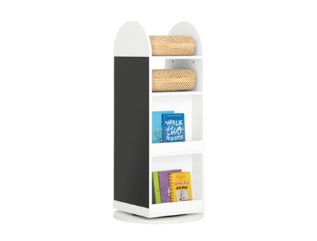Estantería Infantil para Libros SOBUY KMB64-W Giratoria (Blanco - Madera - 48 x 48 x 105 cm)