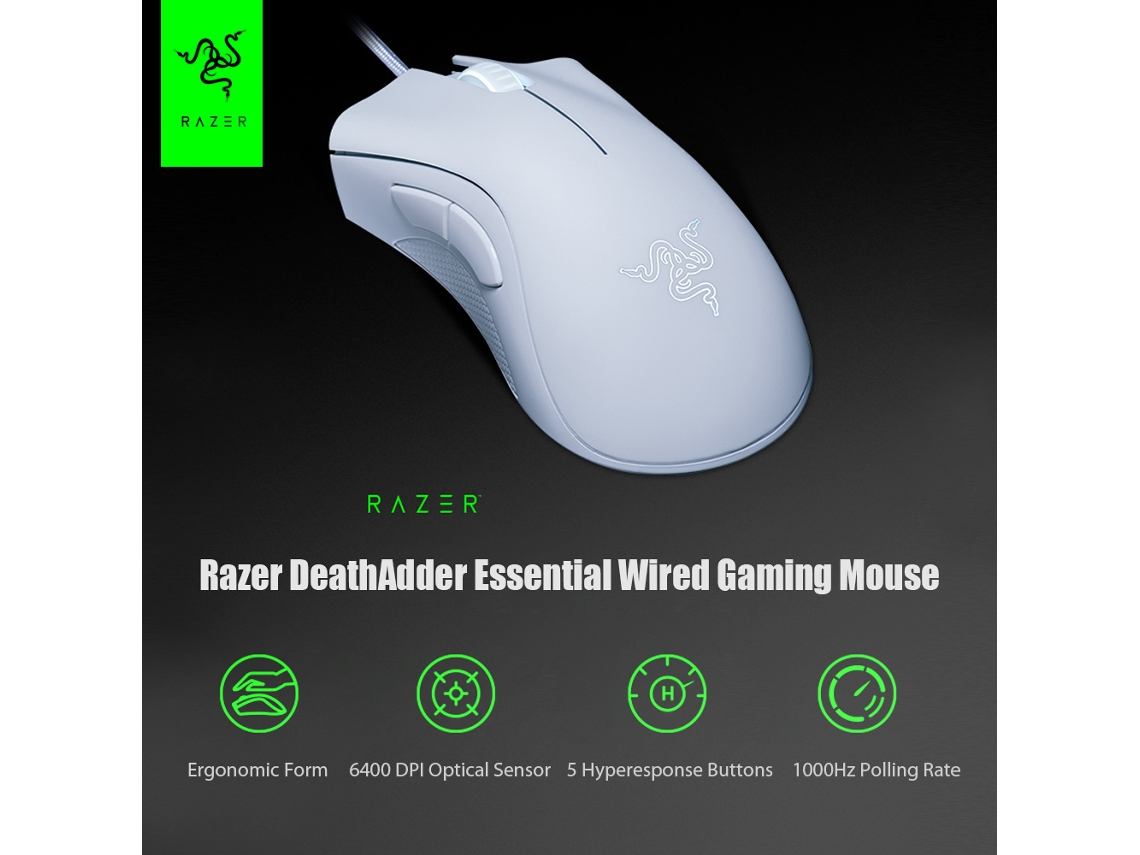 Ratón Para Juegos Con Cable Razer Deathadder Essential, 6400 Dpi, Botones Programables, Diseño Ergonómico.