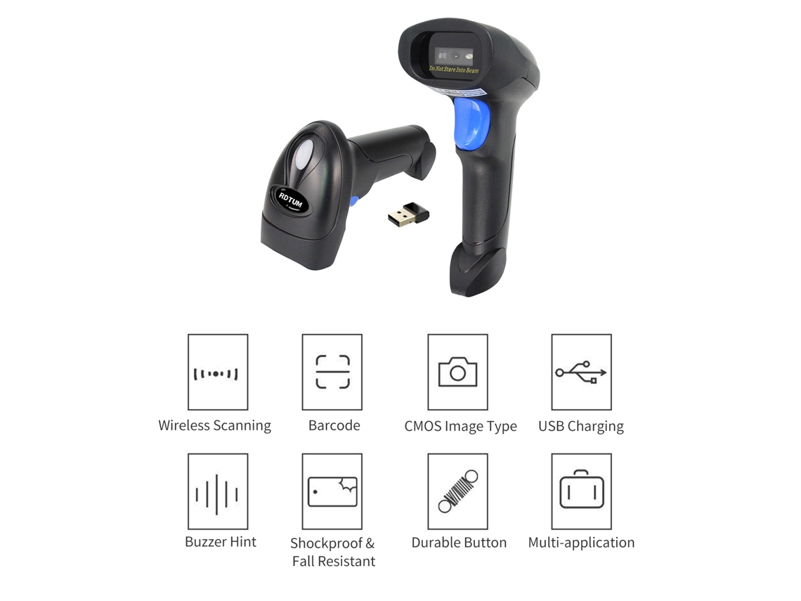 Escáner De Código De Barras Inalámbrico Bluetooth Usb 1d/2d Portátil Para Logística De Supermercados
