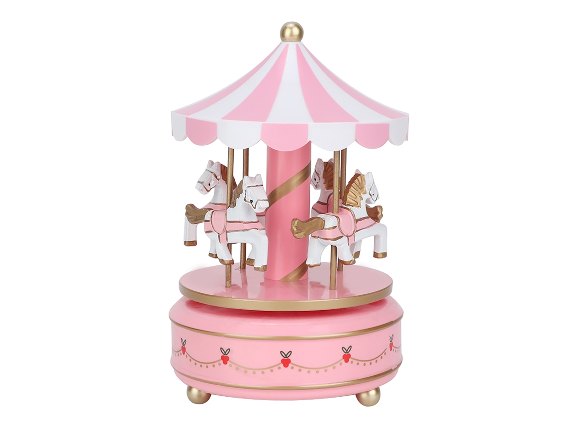 Caja de regalo con carrusel musical para Navidad, bodas y cumpleaños (rosa)