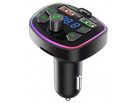 Transmisor FM Tarjeta TF Reproducción de disco U Tipo C PD 18W 3.1A USB Carga rápida Manos libres Bluetooth 5.0 Car Kit Modulador FM (Negro) ENKERS