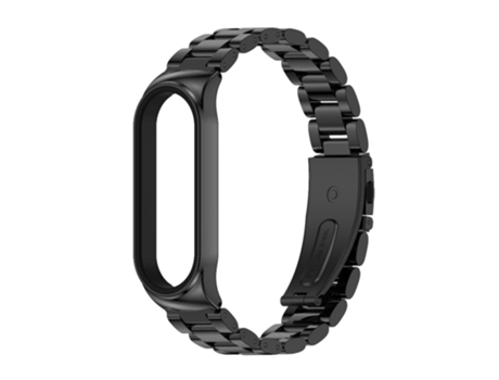 Correa de reloj inteligente para Xiaomi Mi Band 6/5/4/3 Mijobs CS Pulsera de acero inoxidable con tres cuentas de metal (Negro)