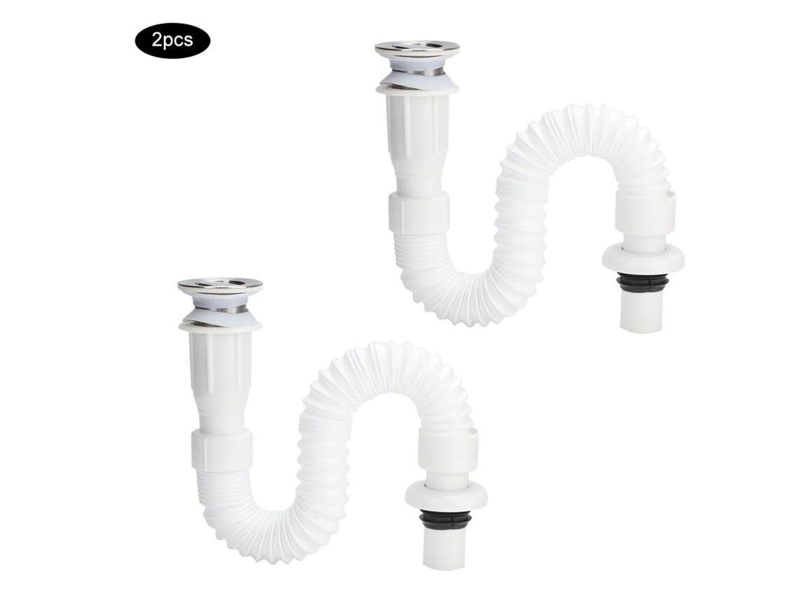 Tubo de desagüe flexible para lavabo de baño, tipo aleta, 2 unidades