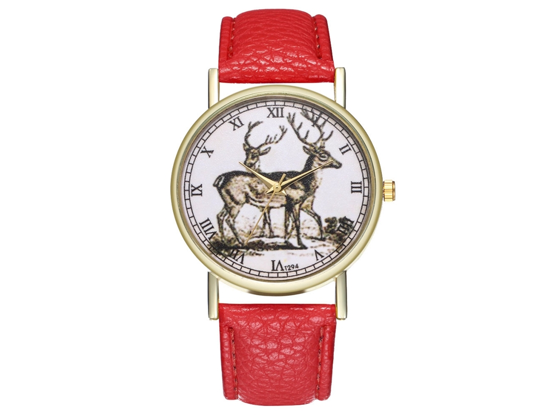 Elegante Reloj De Pulsera Unisex Con Movimiento De Cuarzo Para Mujeres Y Hombres - Rojo