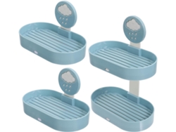 Juego De 3 Jaboneras De Pared Prácticas En Pp Azul Cielo Con Sistema De Goteo,