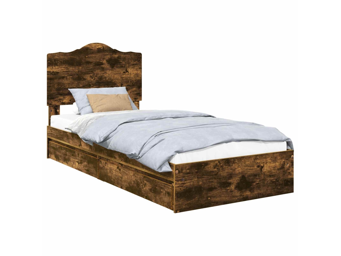 Maison Exclusive - Cama Con Almacenamiento Con Cabecera Roble Ahumado 90 X 190 Cm