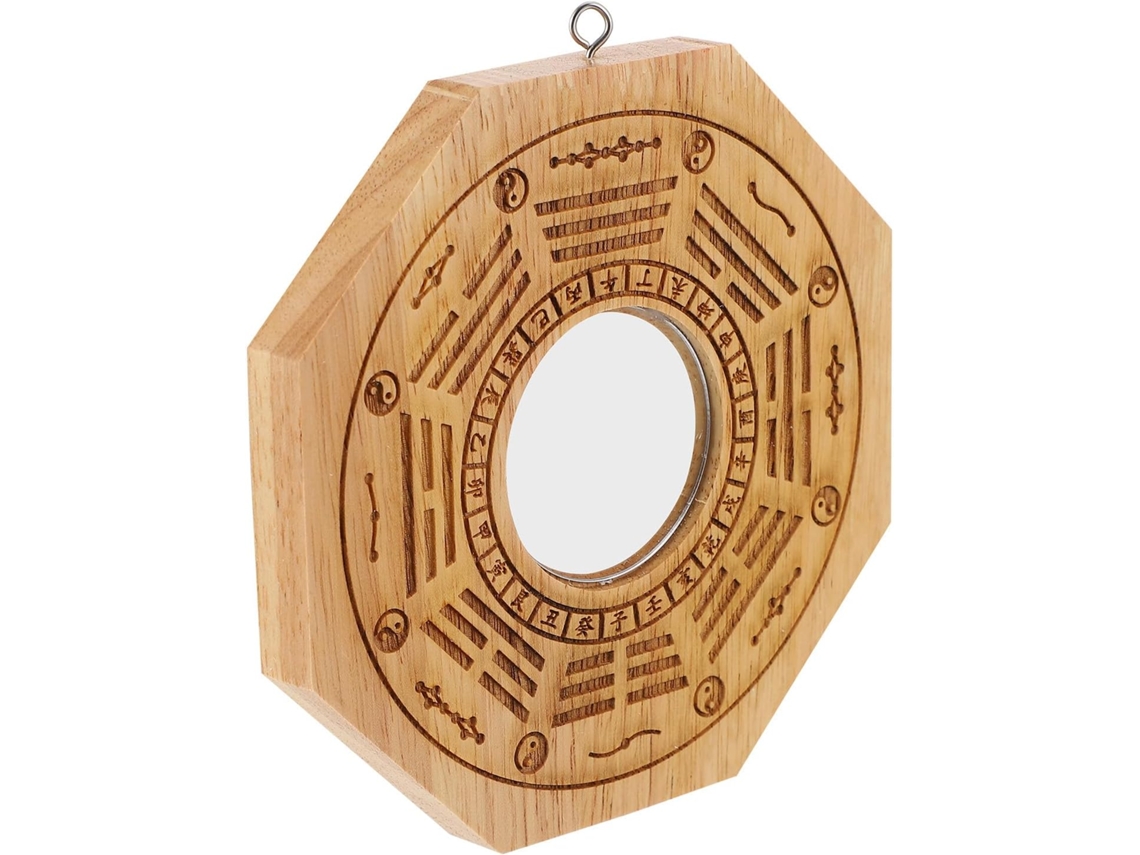 Espejo Bagua Fácil Mantenimiento Madera Marrón Almacenamiento Suerte Decoración Hogar Interiores Feng Shui