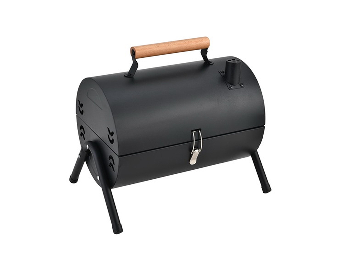 Parrilla de carbón con chimenea, asa, 2 bandejas para asar y 2 bandejas para horno.