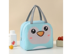 Bolsa De Almuerzo Con Estampado De Mascota De Dibujos Animados (pingüino Azul), Portátil, Incluye Bolsa De Hielo