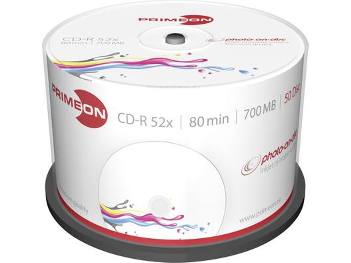 Discos CD-R Vírgen PRIMEON 2761105 (80 min - 700 mb - 52x - 50 discos)