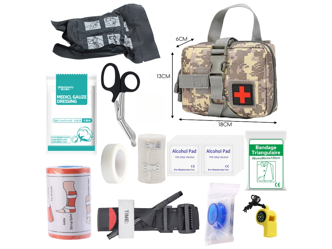 Kit de emergencia multifuncional para exteriores, botiquín táctico de primeros auxilios Cuich (gris)