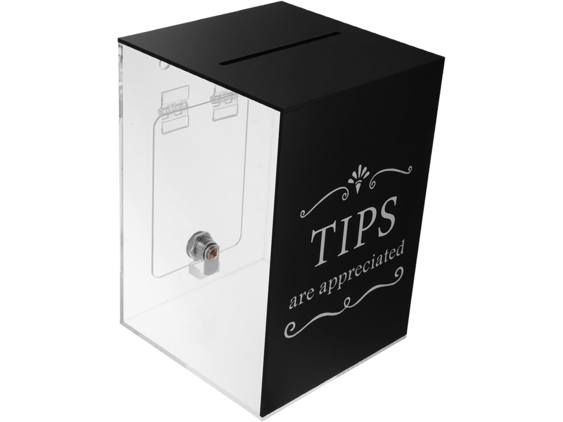 Caja De Propinas De Acrílico Negro Con Cerradura, Caja Multifuncional Para La Recogida De Donaciones En Bares.