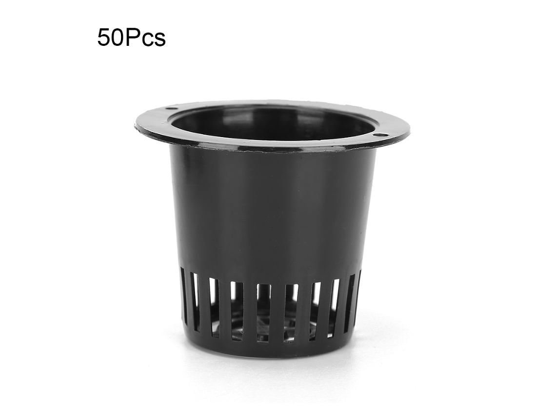 50 Macetas De Malla Para Cultivo Hidropónico Para Plantas Sin Tierra, De Pp, Color Blanco Y Negro.
