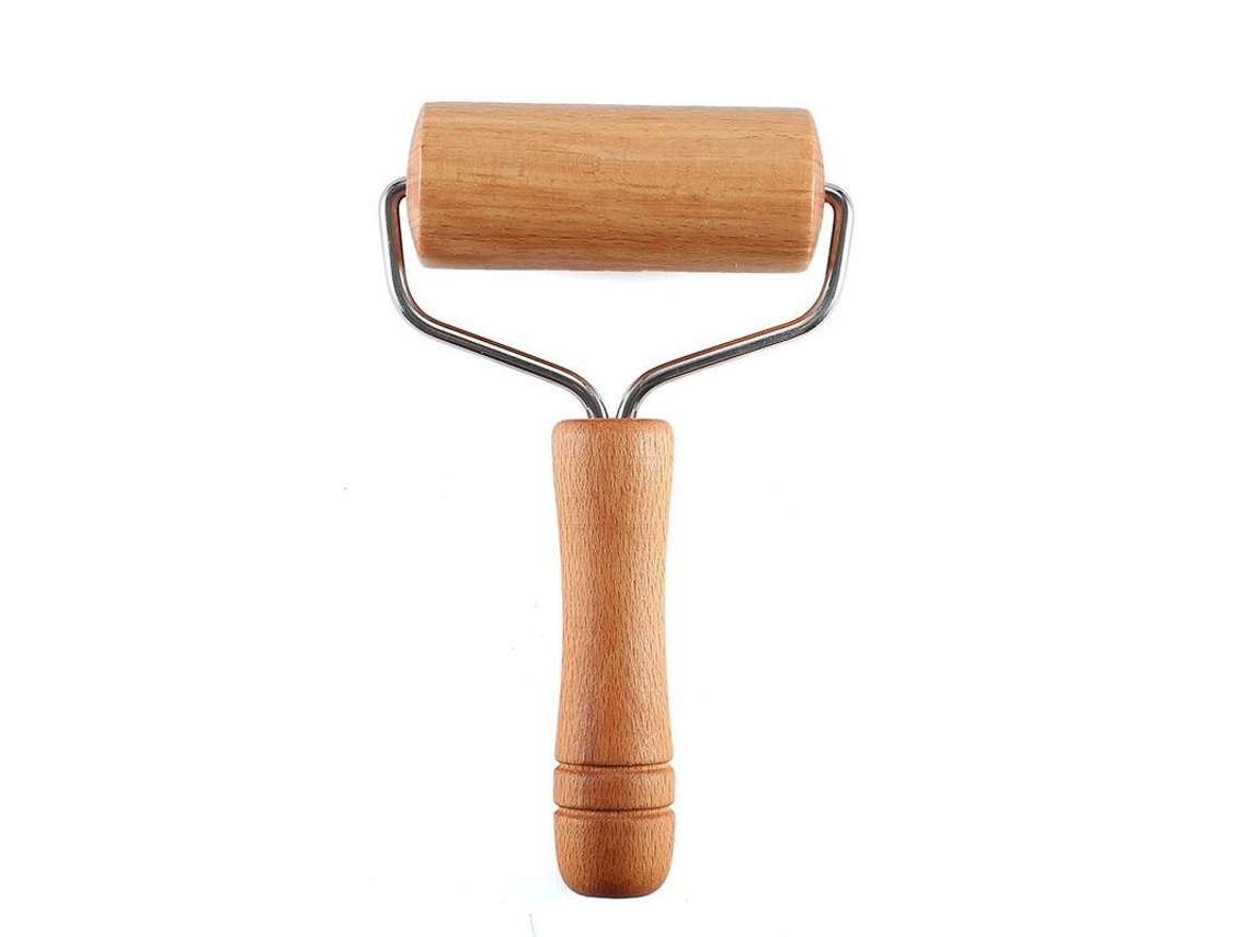Rodillo para amasar Rebe-Roller T Linjou, fabricado en madera y acero inoxidable, ideal para galletas, pizzas y pasteles.