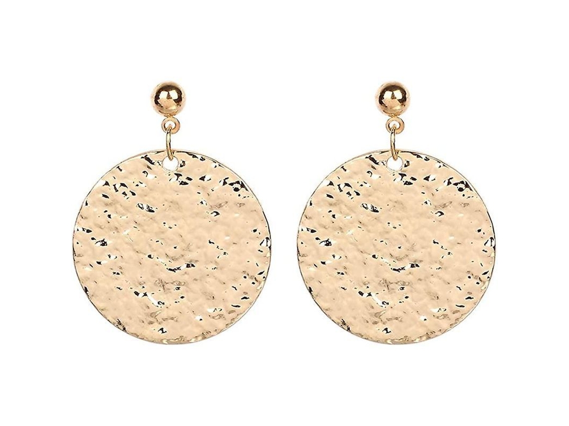 2026-aretes Colgantes De Disco Redondo Martillado Heytea, Círculos Pulidos Para Mujeres, Joyería De Oro, Justmomomin