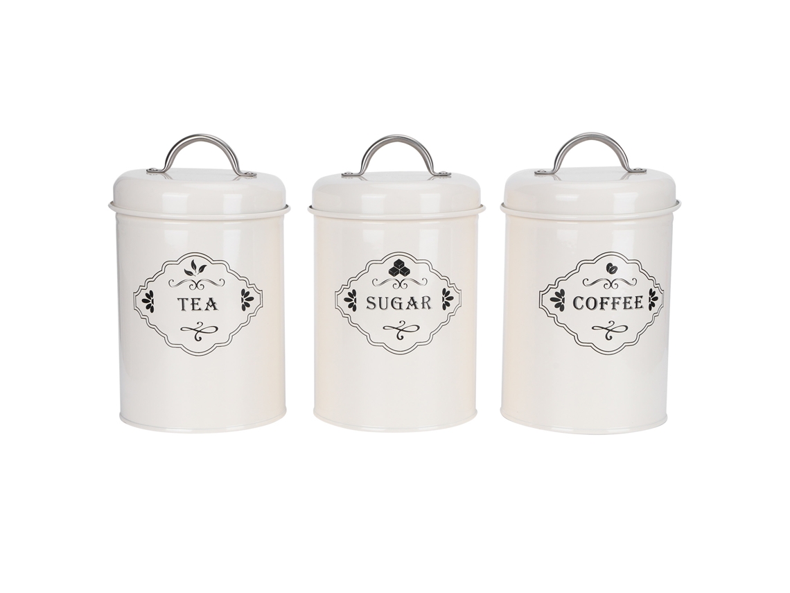 Juego de 3 tarros de cocina para almacenar azúcar, café y té.
