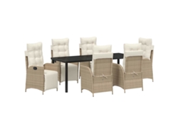 Maison Exclusive - Conjunto De Comedor De Jardín 7 Pcs Beige Ratán Sintético
