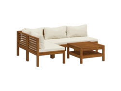Maison Exclusive - 5 Pcs Conjunto Lounge Jardim C/ Almofadões Creme Acácia Maciça
