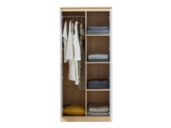 Armario Ropero Bastheim (2 puertas, 1 barra, 4 compartimentos) MDF 176 x 80 x 52 cm Efecto roble y blanco [EN.CASA]