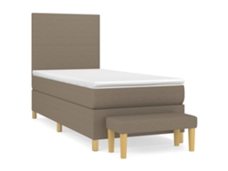 Maison Exclusive - Cama Box Spring Con Colchón Tela Gris Taupe 90x190 Cm