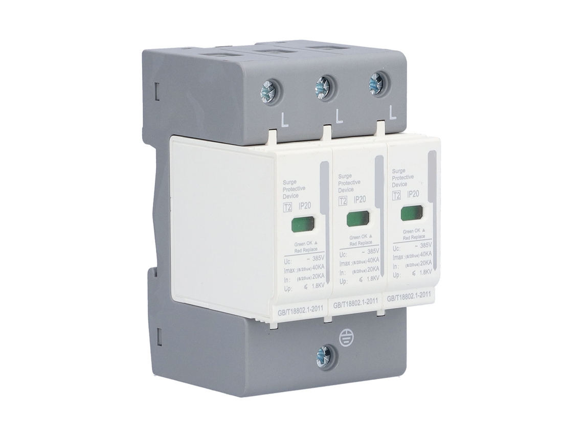Protector Contra Sobretensiones Eléctricas Spd 3p 40ka Para Protección De Circuitos De 220v Y 380v Para Uso Residencial.