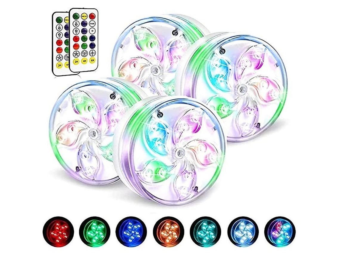 Luces Sumergibles Led Para Piscina Con Control Remoto Inalámbrico, Ventosas Y Imanes