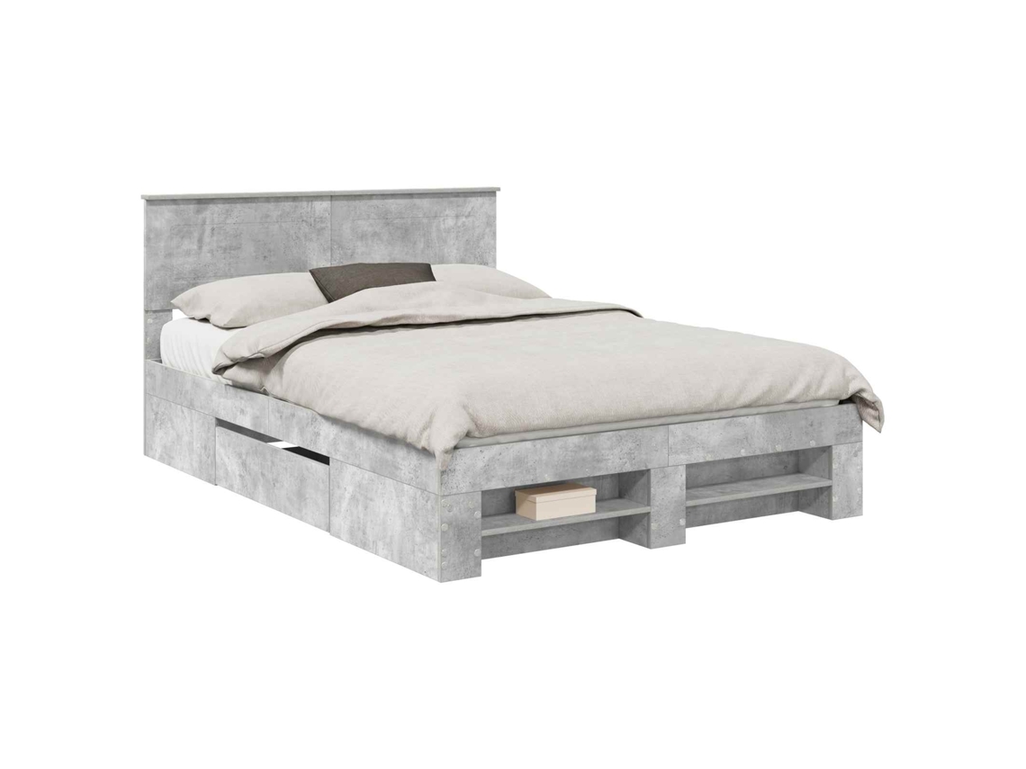 Maison Exclusive - Estructura De Cama Con Cabecera Gris Concreto 160 X 200 Cm