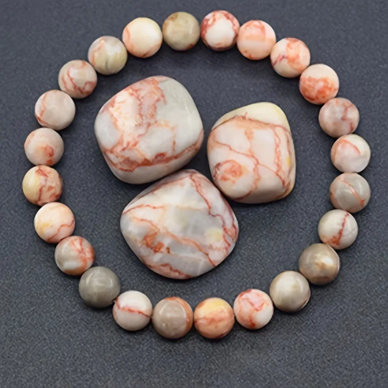 Pulsera De Cuentas De Piedra Natural (picasso Rojo, 17 Cm), Amuleto De Sanación Para Yoga Y Reiki, Pulsera De La Suerte